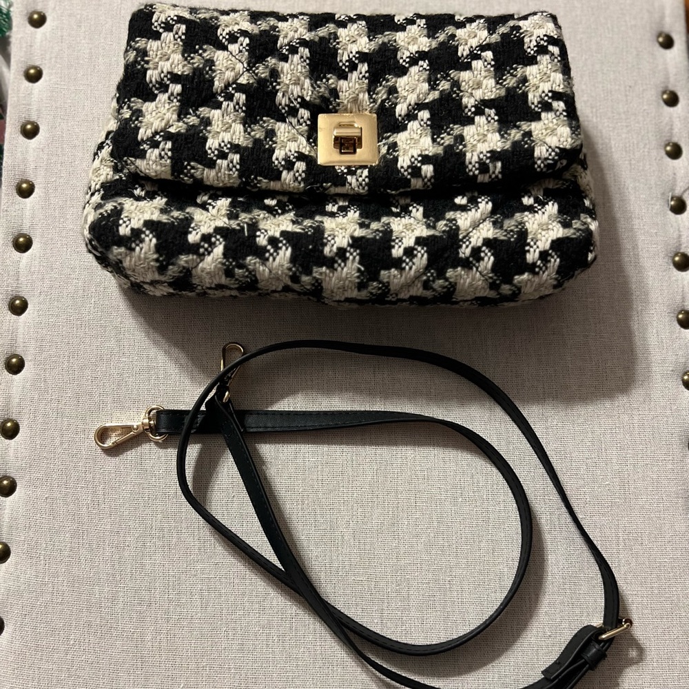 H&M CROSSBODY TWEED CLUTCH